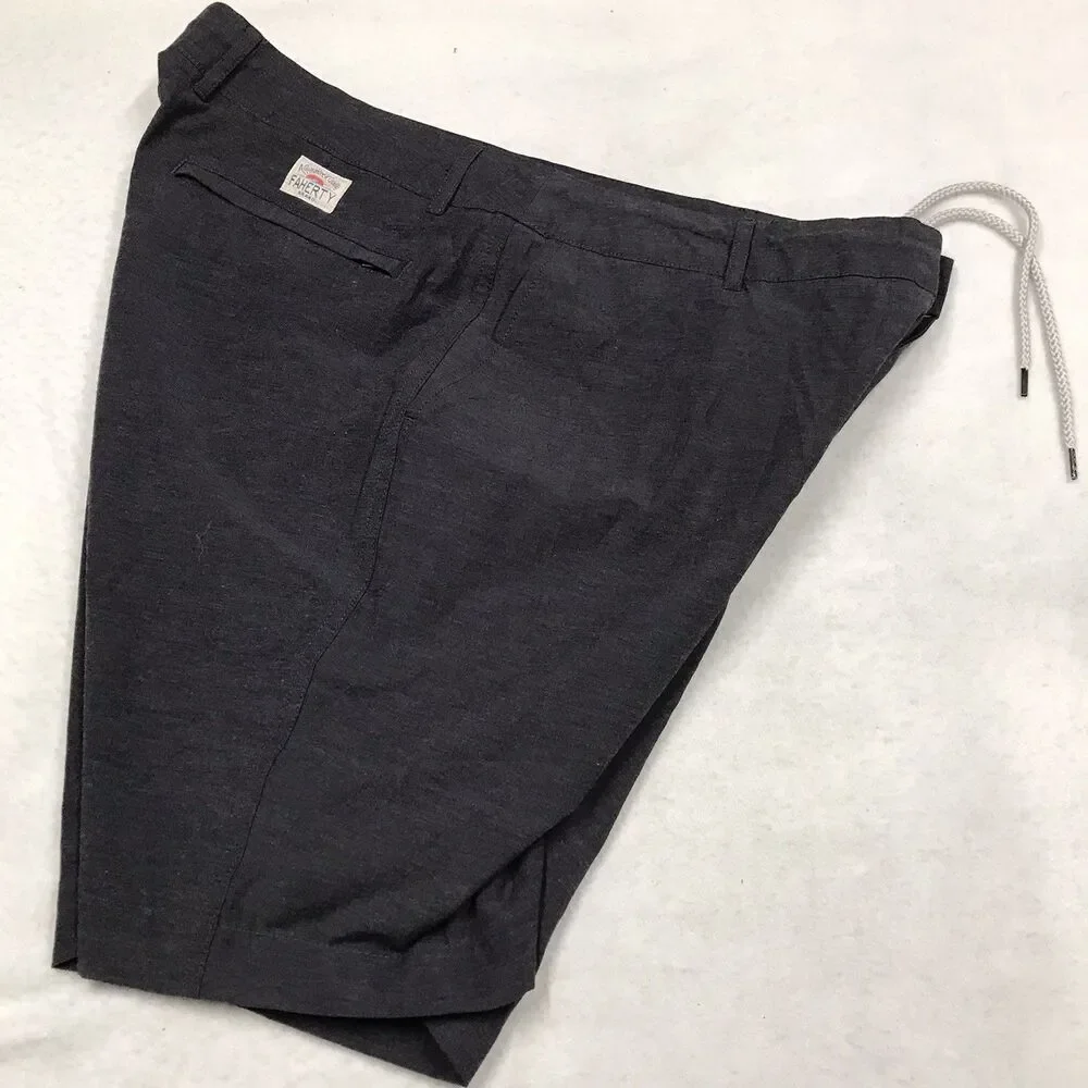 FAHERTY All Day Shorts Men 36 Black Dark Charcoal Performance Stretch Golf Beach
